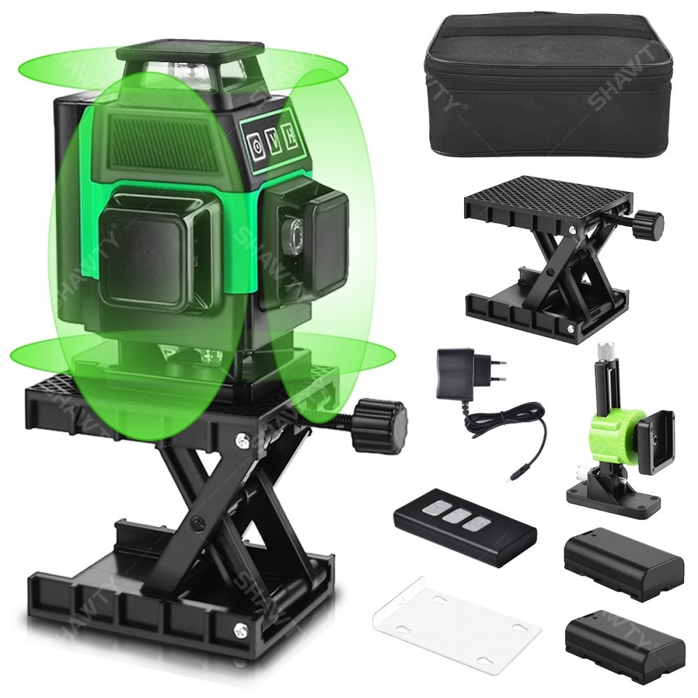 SHAWTY S0035G 4D 360° 16-Line Laser Level 2 Batteries,Remote,Tile Construction for Tile Construction