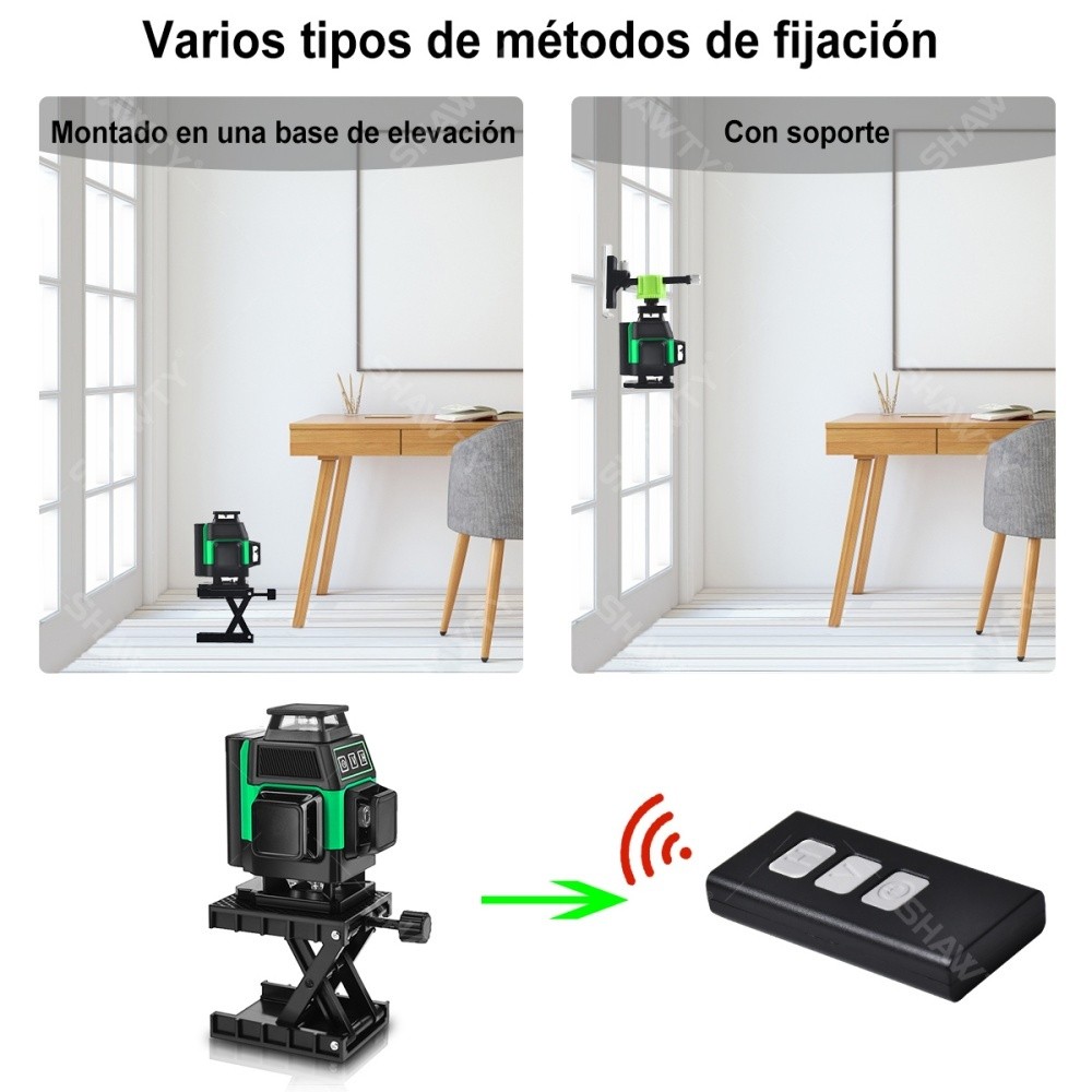 SHAWTY S0035G 4D 360° 16-Line Laser Level 2 Batteries,Remote,Tile Construction for Tile Construction