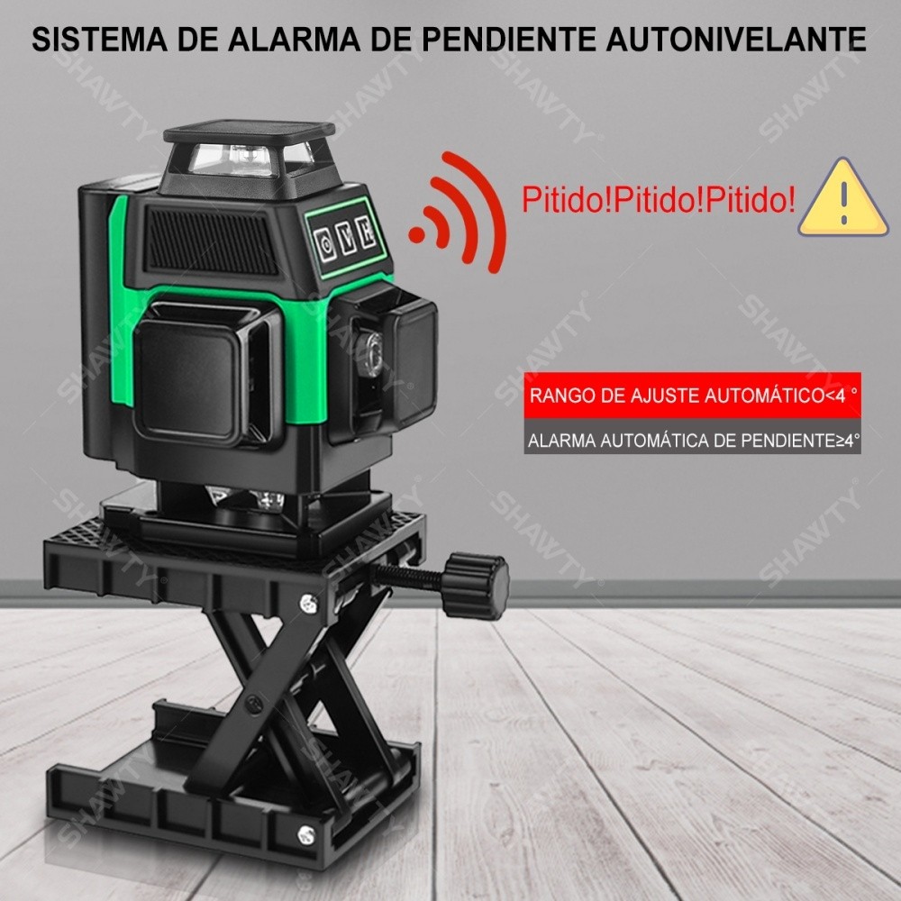 SHAWTY S0035G 4D 360° 16-Line Laser Level 2 Batteries,Remote,Tile Construction for Tile Construction