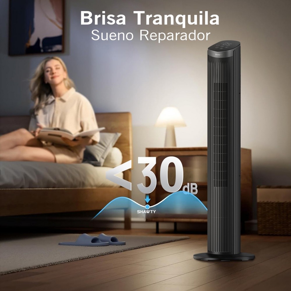 SHAWTY S0126GR 40-inch 100 cm Tower Fan with Remote Control, 5 Speeds, 12-hour Timer,Quiet Operation