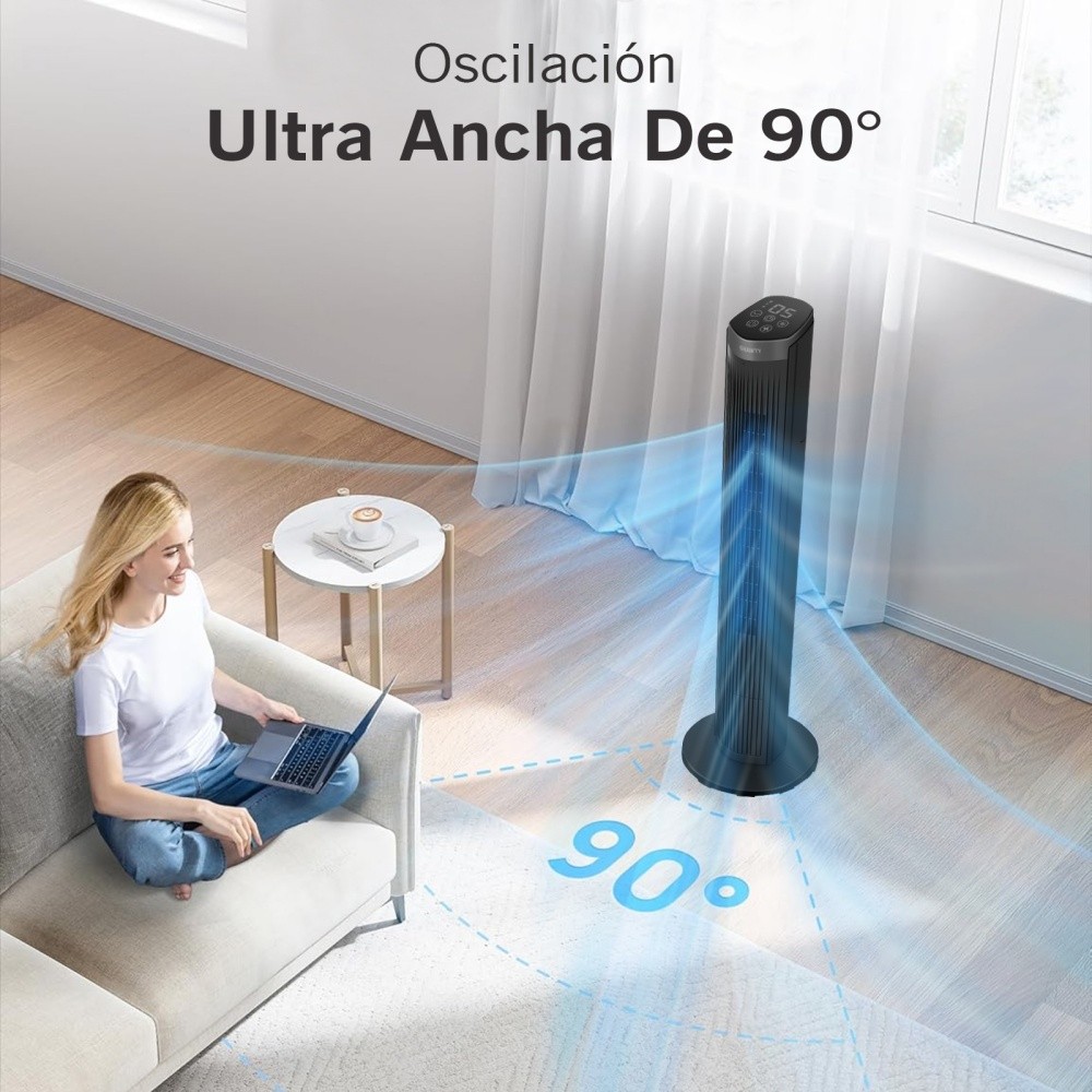 SHAWTY S0126GR 40-inch 100 cm Tower Fan with Remote Control, 5 Speeds, 12-hour Timer,Quiet Operation