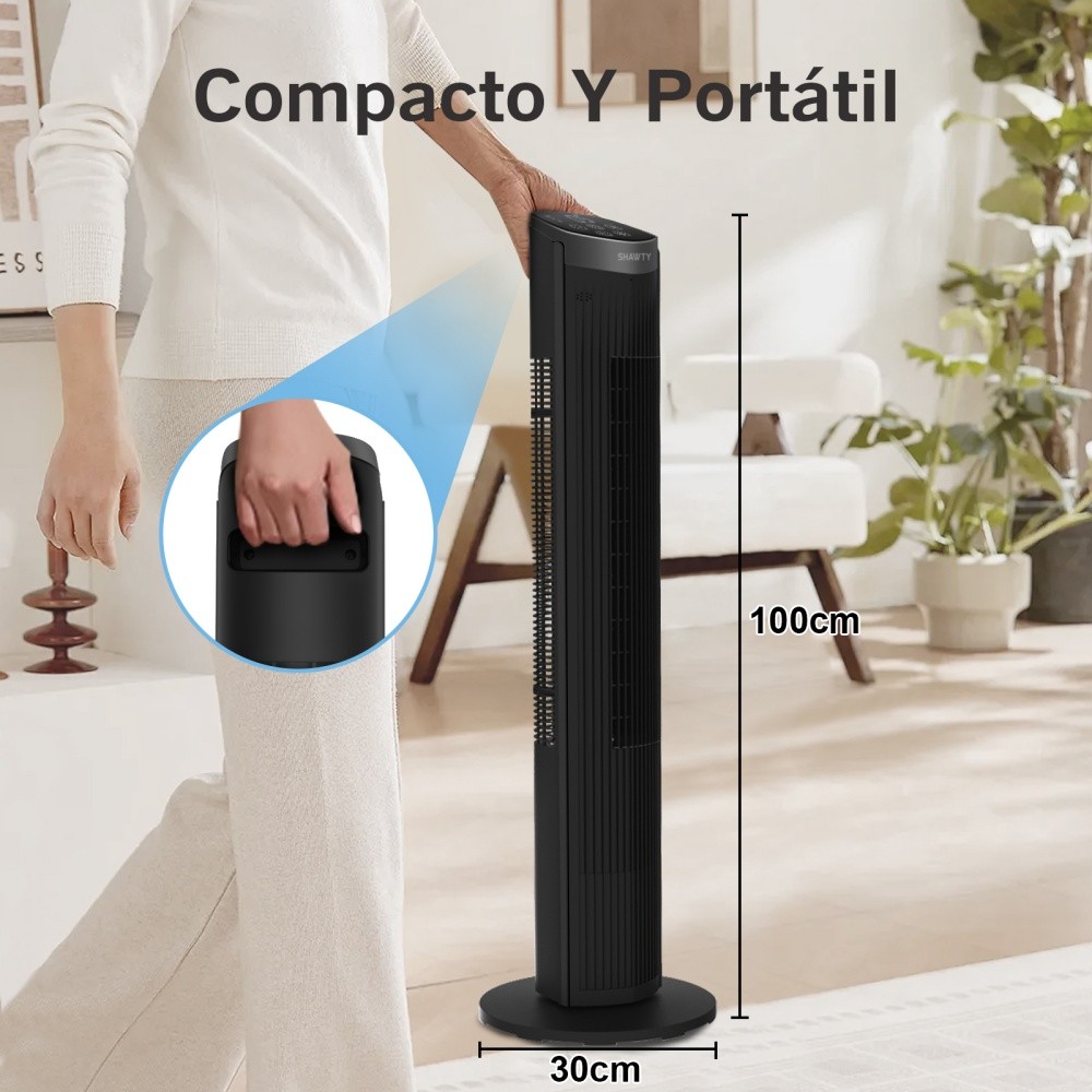 SHAWTY S0126GR 40-inch 100 cm Tower Fan with Remote Control, 5 Speeds, 12-hour Timer,Quiet Operation