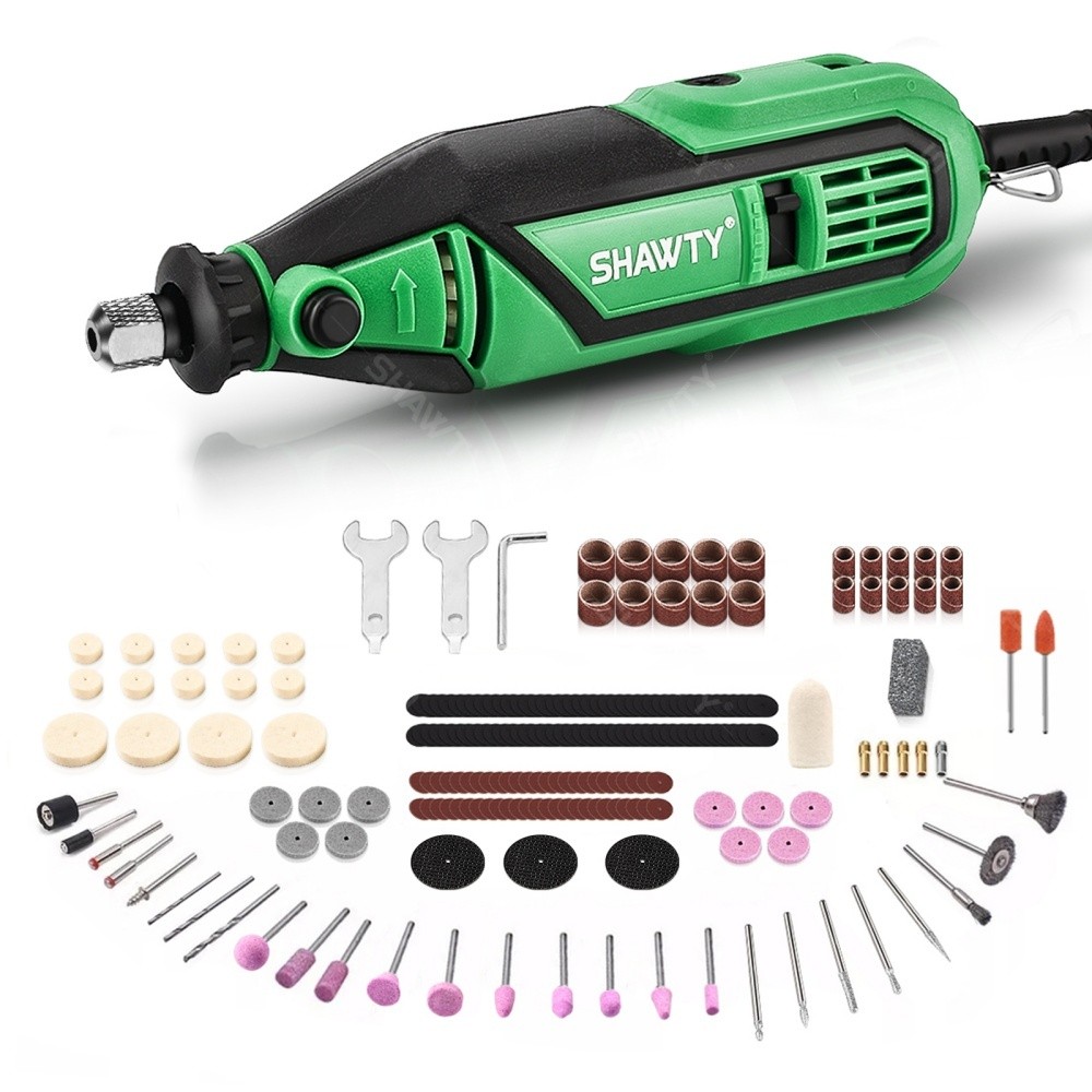 SHAWTY S0001-210 Mini MotoTool Grinder 180W 36000RPM, 5 Velocidades, 210PCS Molienda/Pulido/Corte