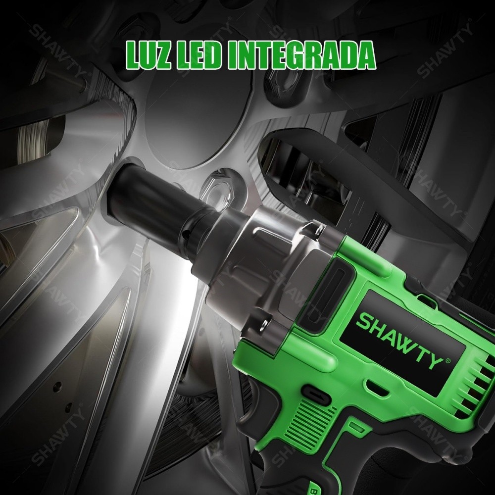 SHAWTY S0066 Cordless Impact Wrench, 650 N.m, Brushless, 1/2" Chuck, 10 Sockets, 4Ah Battery