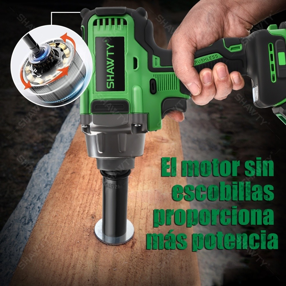SHAWTY S0066 Cordless Impact Wrench, 650 N.m, Brushless, 1/2" Chuck, 10 Sockets, 4Ah Battery