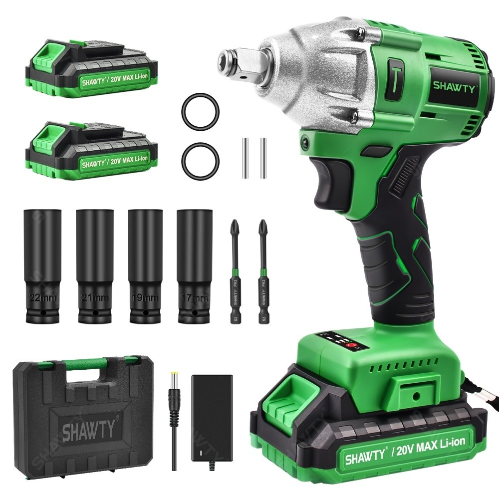 SHAWTY S0048B Cordless Impact Wrench Set 320 Nm, 2400 RPM, 1/4" Chuck, 2 Batteries
