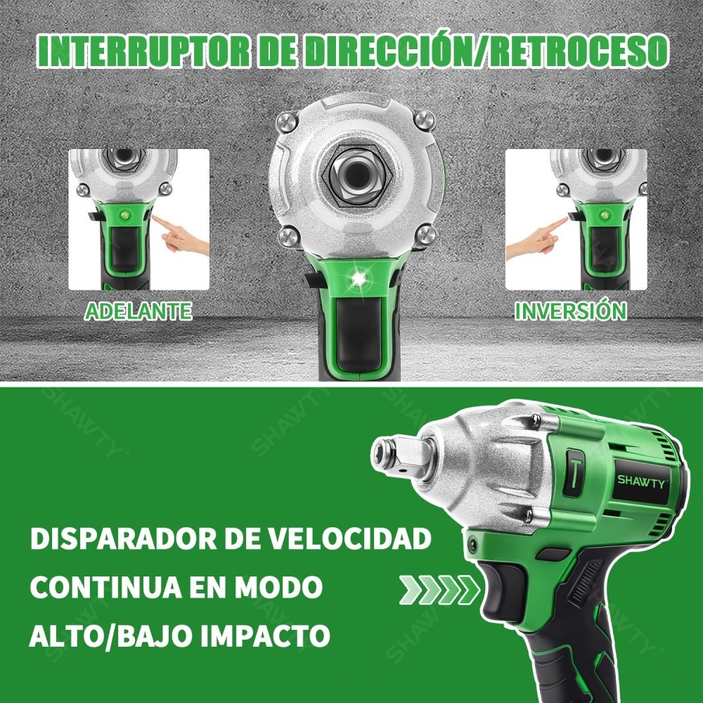 SHAWTY S0048B Cordless Impact Wrench Set 320 Nm, 2400 RPM, 1/4" Chuck, 2 Batteries