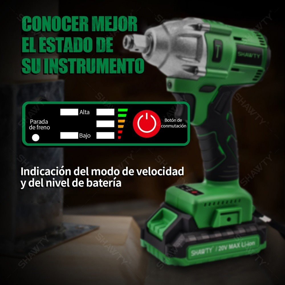 SHAWTY S0048B Cordless Impact Wrench Set 320 Nm, 2400 RPM, 1/4" Chuck, 2 Batteries