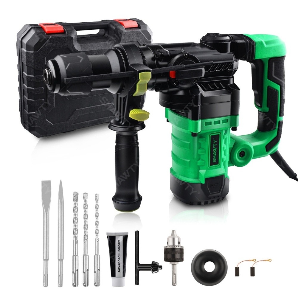 SHAWTY S0010 11-Piece Corded SDS-plus Rotary Hammer Drill Set, 1600W, for Concrete, Brick, Wood