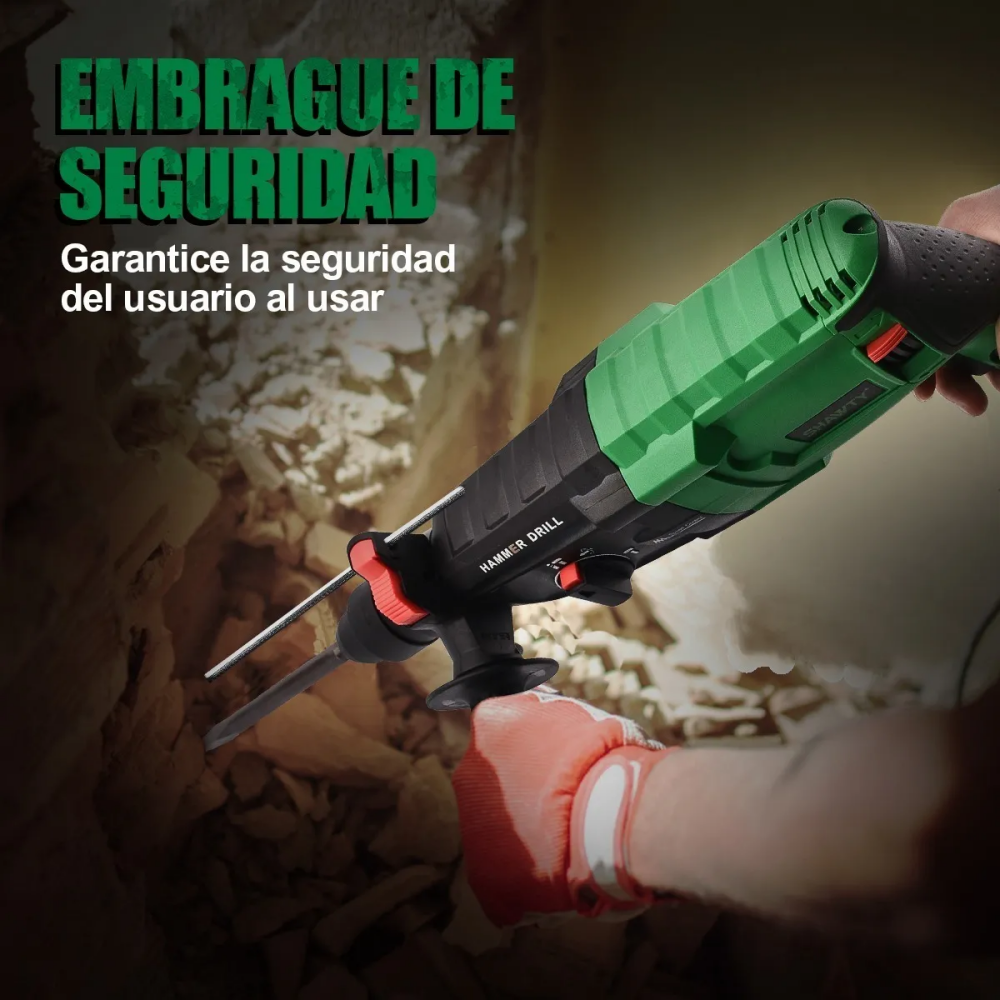 SHAWTY S0012 SDS-Plus Hammer Drill, 1050W 900RPM, 5 Accessories & Tool Box