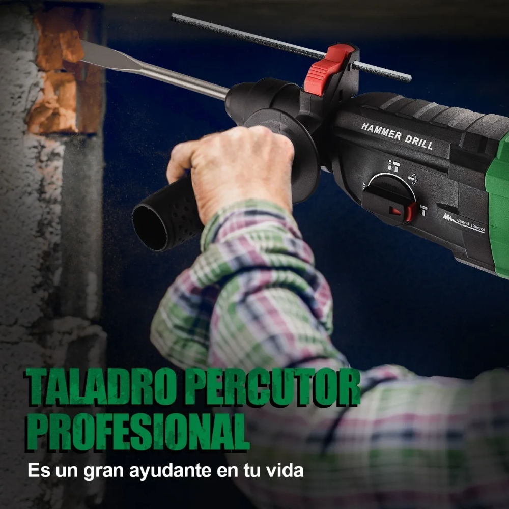 SHAWTY S0012B SDS-Plus Hammer Drill,1050W 900RPM,5 Accessories & Tool Box for Drilling/Hammering