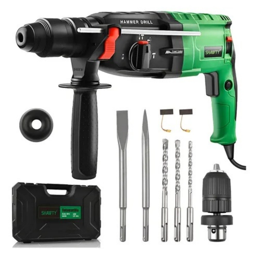 SHAWTY S0012 SDS-Plus Hammer Drill, 1050W 900RPM, 5 Accessories & Tool Box