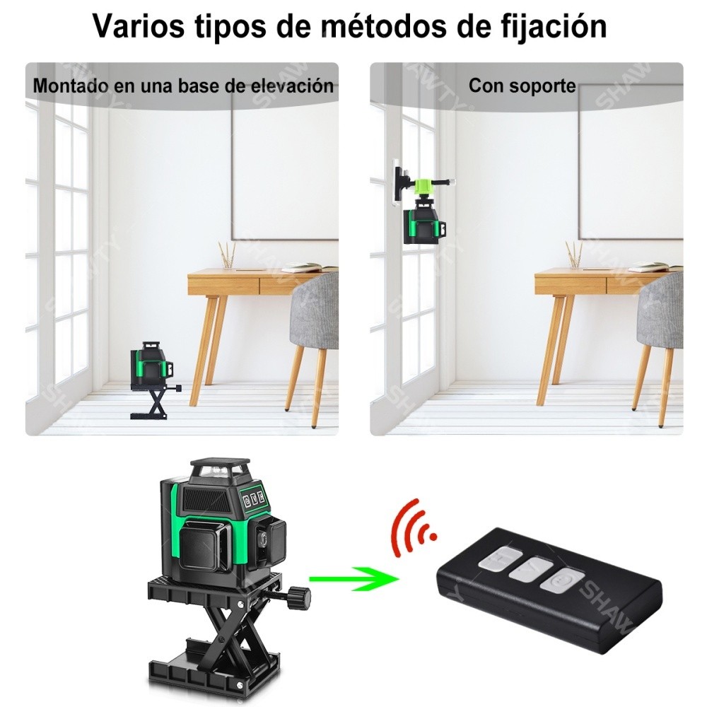 SHAWTY S0034GS 12-Line Green Self-Leveling Laser Horizontal/Vertical, 2 Batteries + Remote