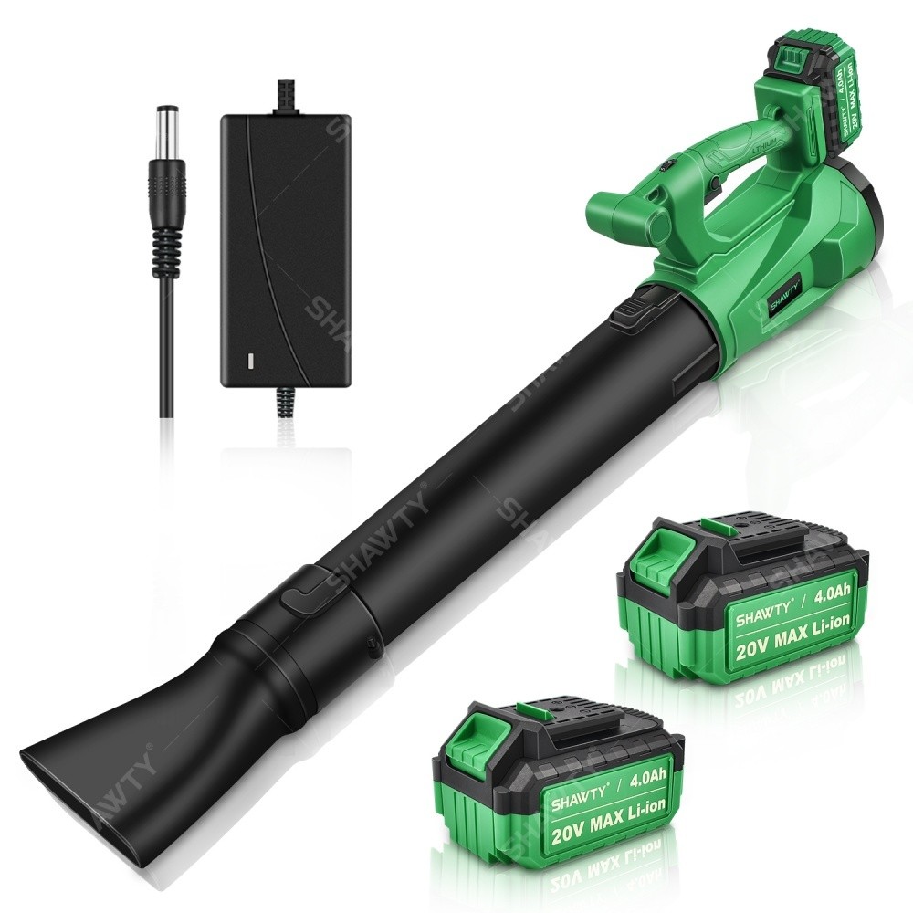 SHAWTY S0055 Cordless Blower Vacuum 20V, 500 CFM, 6 Speeds, 2 4.0Ah Batteries for Garden/Dust