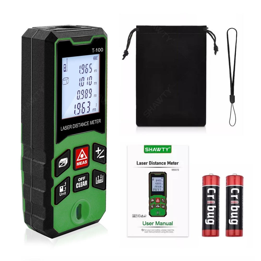 SHAWTY S0102D 100m Laser Distance Meter,±1.5mm High Precision,LCD Backlight,Mute for Homes/Buildings