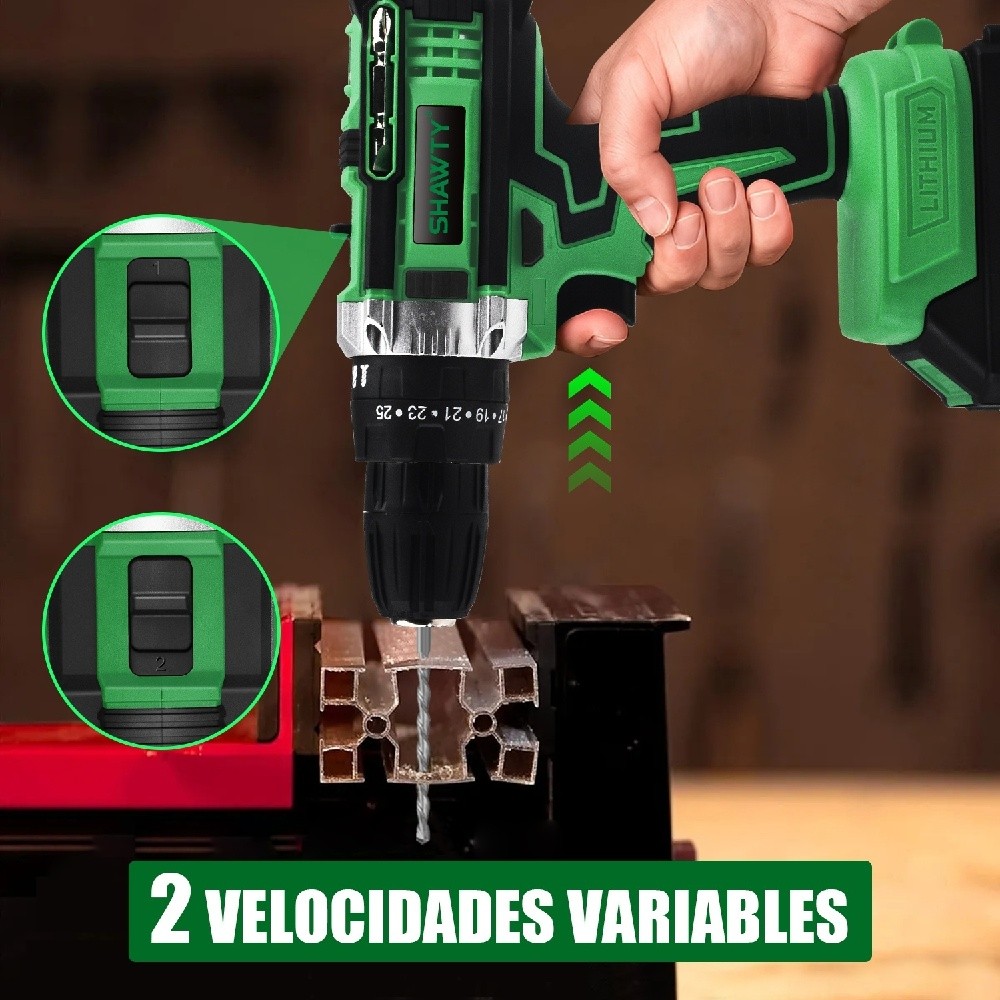 SHAWTY S0007 3/8" 20V Cordless Drill/Driver, 38N.m, 28 Hammer Drills + Accessories