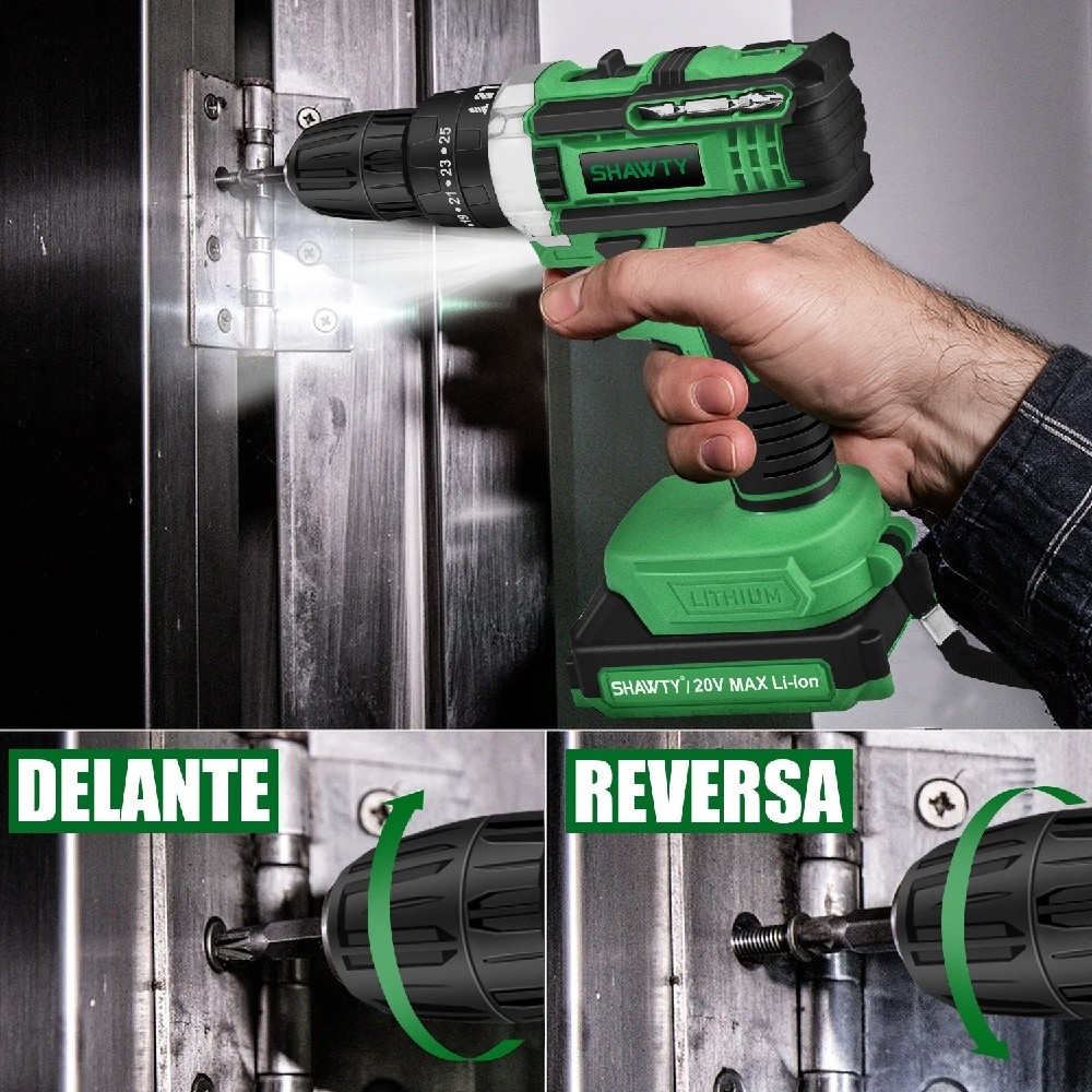 SHAWTY S0007 3/8" 20V Cordless Drill/Driver, 38N.m, 28 Hammer Drills + Accessories