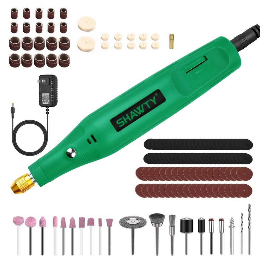 SHAWTY S0065-139 24V Mini Rotary Tool,18000RPM, 139 Pieces+Charger for Rust Removal/Drilling/Cutting