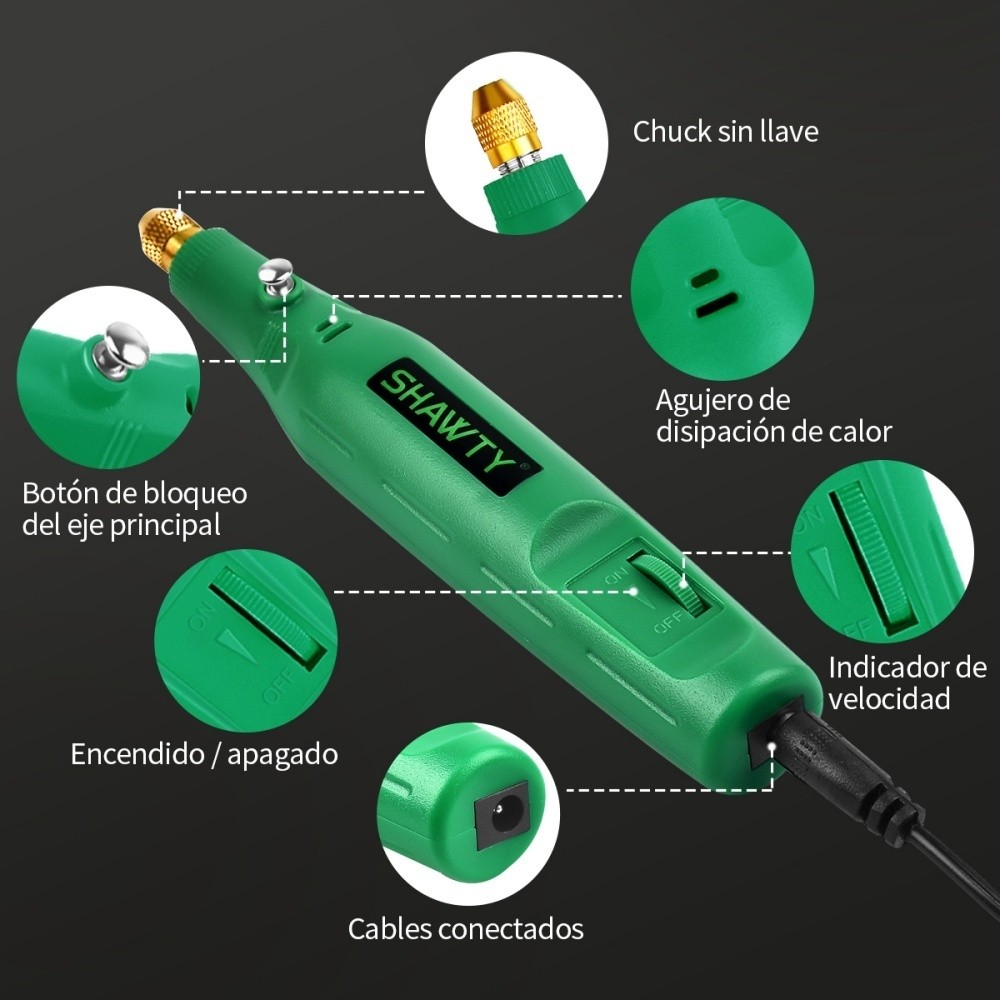 SHAWTY S0065-139 24V Mini Rotary Tool,18000RPM, 139 Pieces+Charger for Rust Removal/Drilling/Cutting