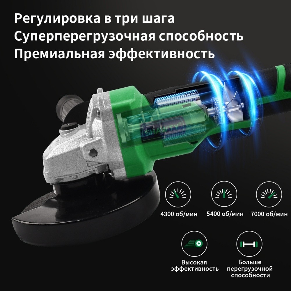 SHAWTY S0052 125mm Cordless Angle Grinder,700W 7000RPM, 4Ah Battery+Portable Bag for Cutting/Sanding