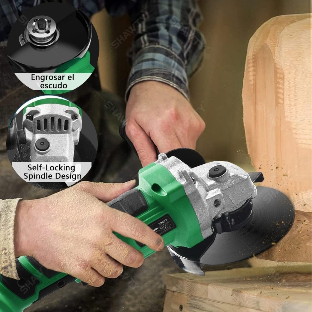 SHAWTY S0052A 20V Cordless Angle Grinder, 2×4.0Ah Batteries for Cutting/Sanding/Grinding