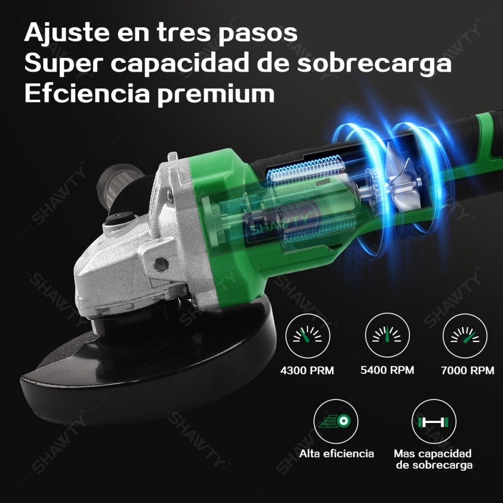 SHAWTY S0052A 20V Cordless Angle Grinder, 2×4.0Ah Batteries for Cutting/Sanding/Grinding