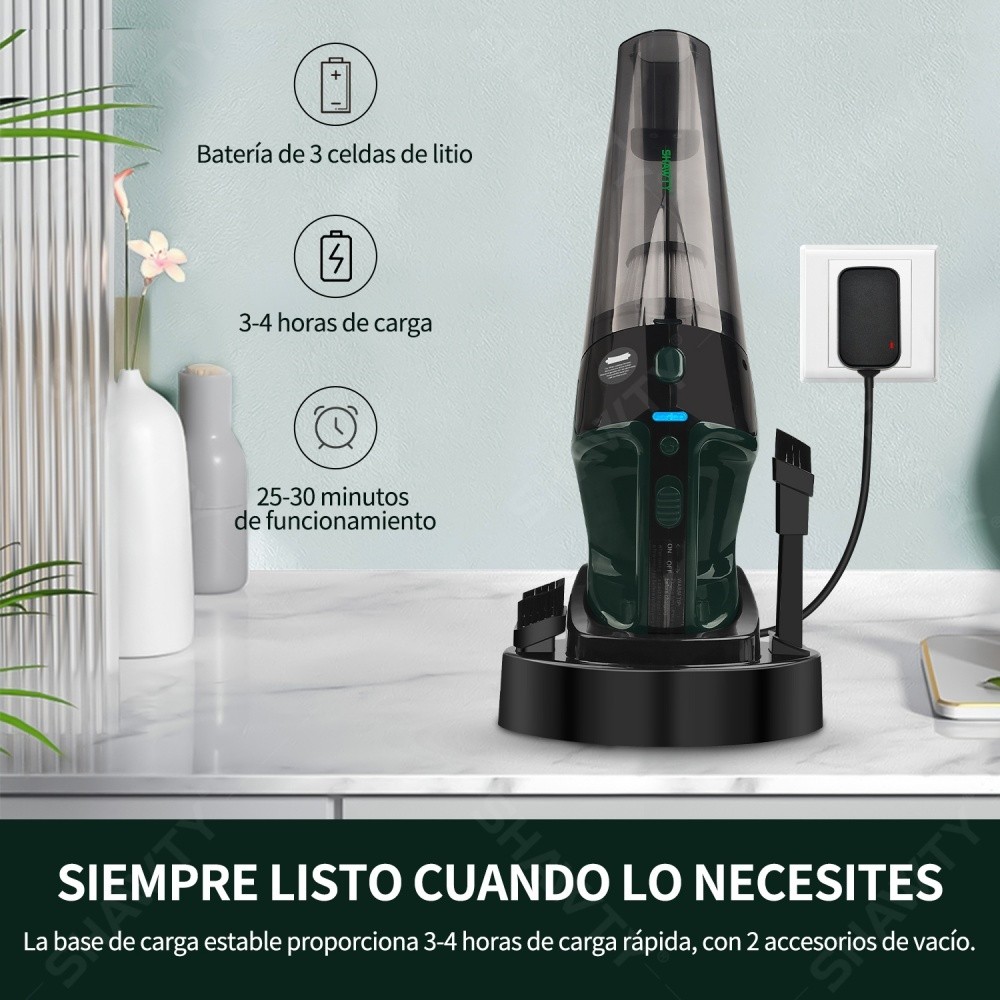 SHAWTY S0090A 20V Cordless Handheld Vacuum, 9500PA 800ml Wet/Dry, 2 Filters + LED Light for Car/Home