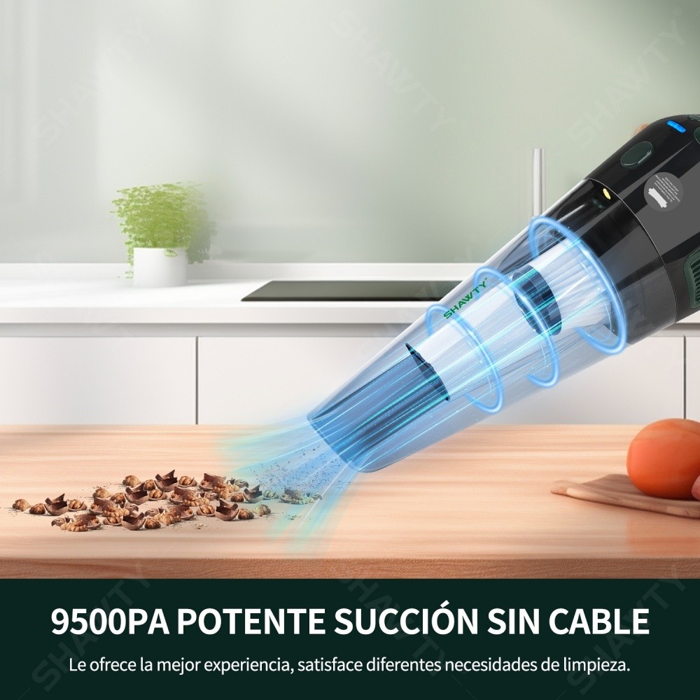 SHAWTY S0090A 20V Cordless Handheld Vacuum, 9500PA 800ml Wet/Dry, 2 Filters + LED Light for Car/Home