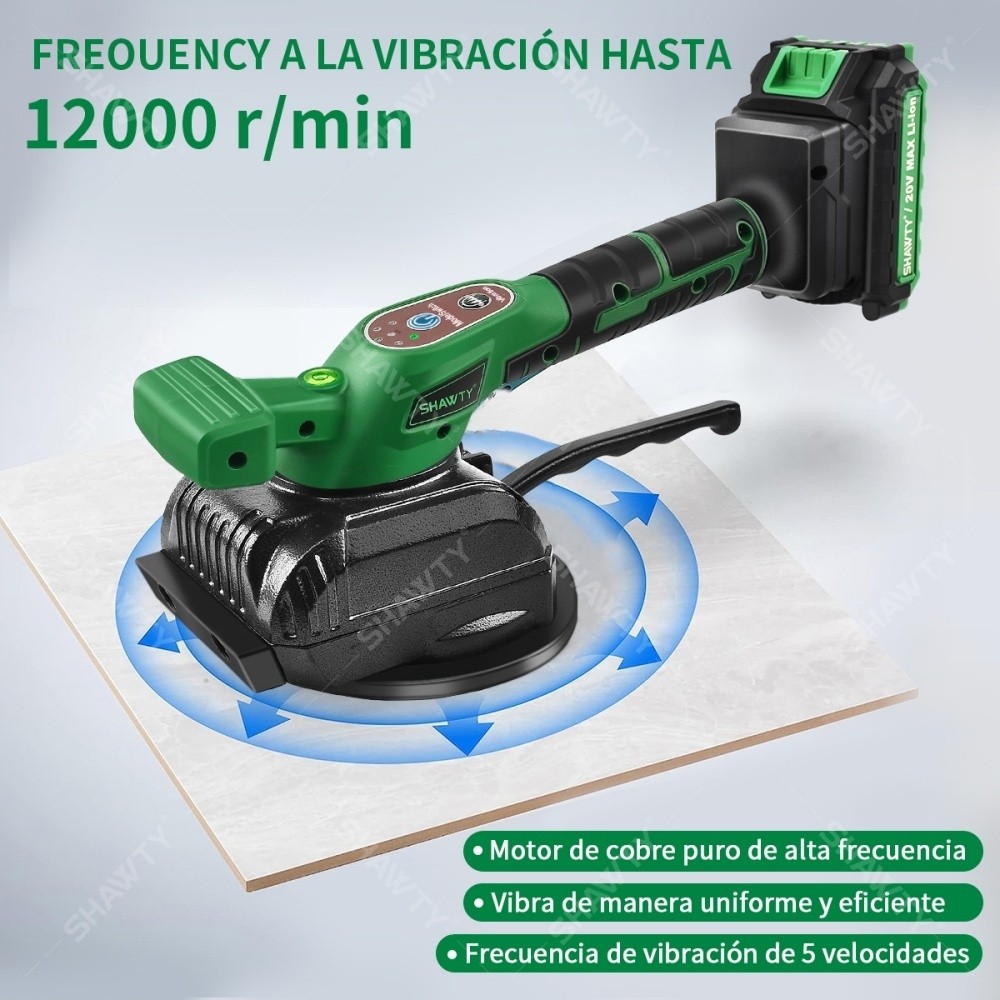 SHAWTY S0044 20V Cordless Tile Leveling Machine,5 Speeds 12000RPM,2 Batteries for Floors/Walls/Tiles