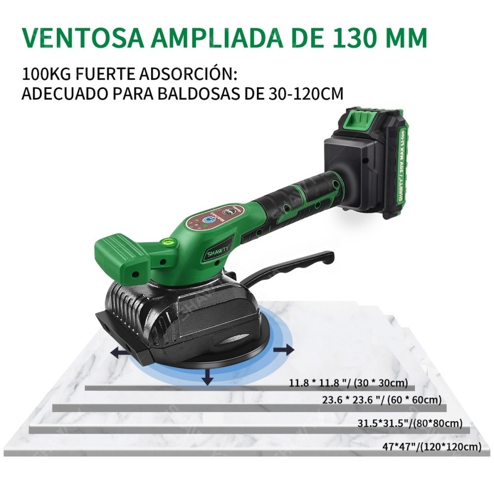 SHAWTY S0044 20V Cordless Tile Leveling Machine,5 Speeds 12000RPM,2 Batteries for Floors/Walls/Tiles