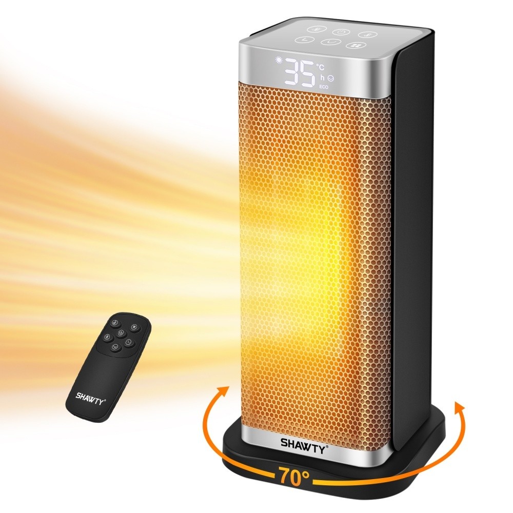 SHAWTY YND-2000C Calentador PTC 1500W - Oscilación 70°,2 en 1, temporizador 12h, seguro, silencioso