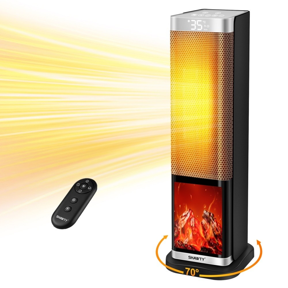 SHAWTY YND-60H 2000W PTC Tower Heater 70° Oscillation,2-in-1,12H Timer,4 Modes,Portable Home/Office.
