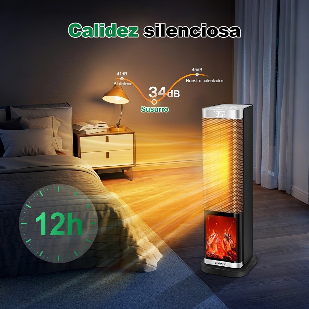 SHAWTY YND-60H 2000W PTC Tower Heater 70° Oscillation,2-in-1,12H Timer,4 Modes,Portable Home/Office.