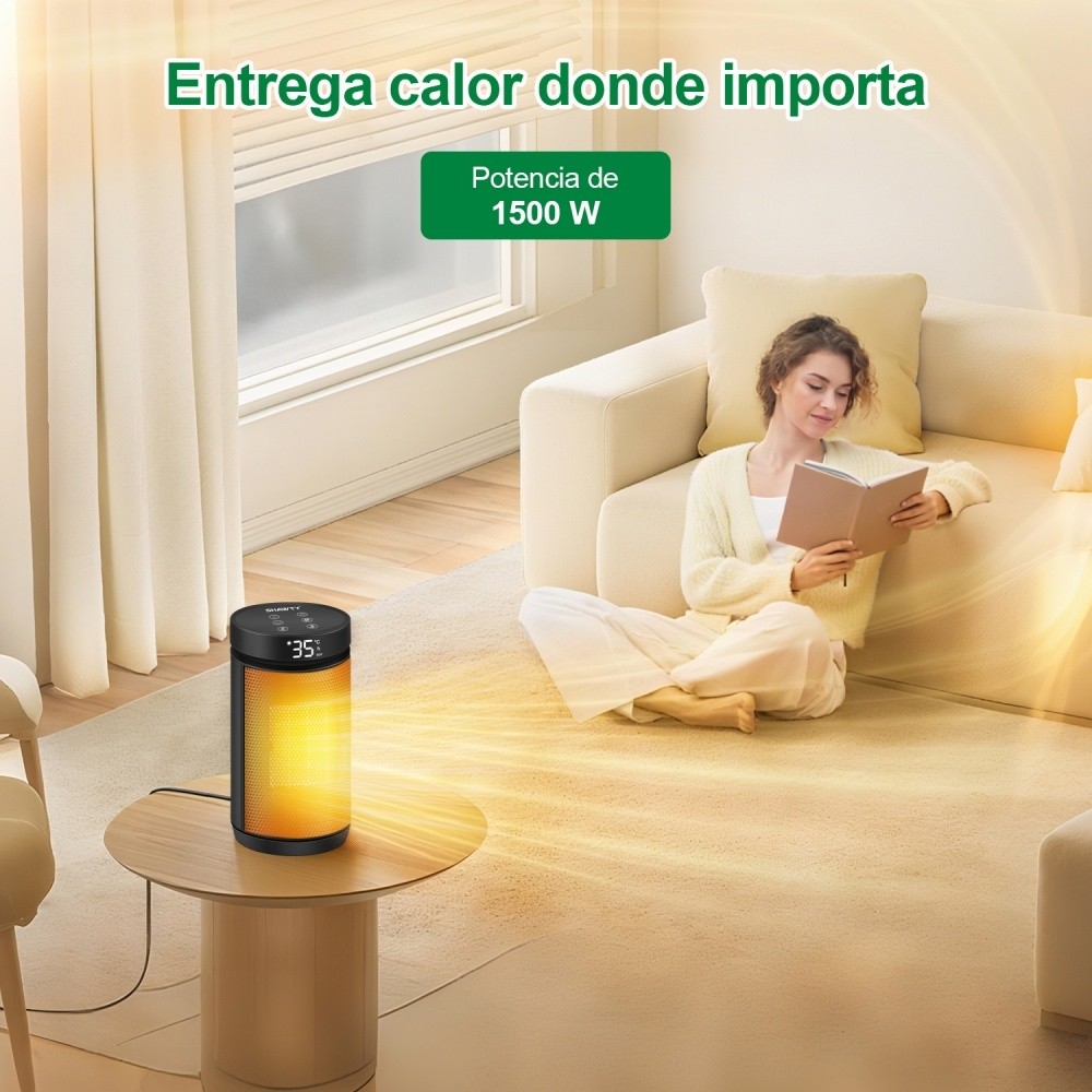 SHAWTY YND-1200Y 1500W PTC Heater 12H Timer, 4 Settings, 70° Oscillation, Remote, Home/Office Use
