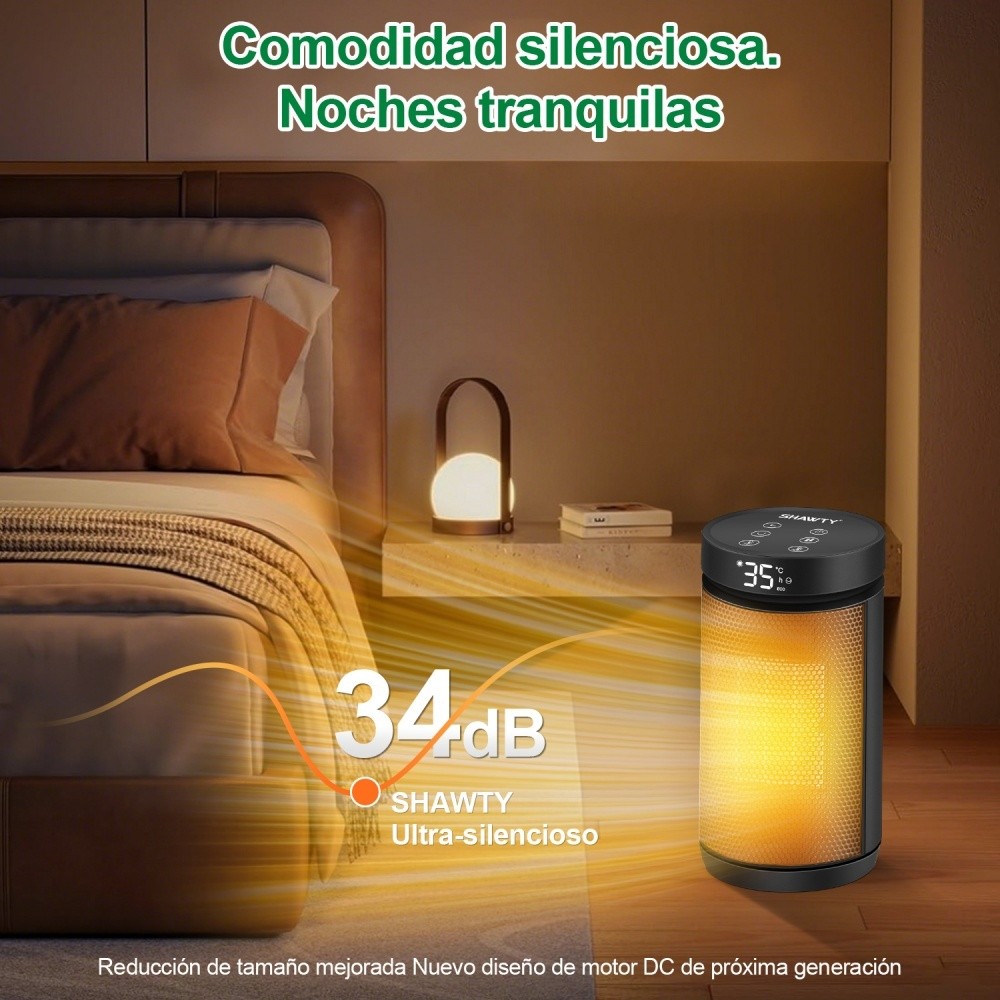 SHAWTY YND-1200Y 1500W PTC Heater 12H Timer, 4 Settings, 70° Oscillation, Remote, Home/Office Use