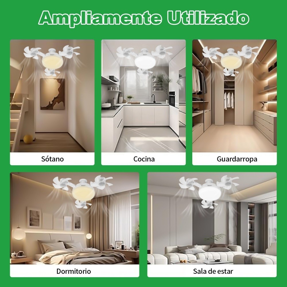 SHAWTY S0130 Folding Ceiling Fan with Light-3-Blade, 50W, 3 Speeds, Remote, E26/E27, Bedroom/Office
