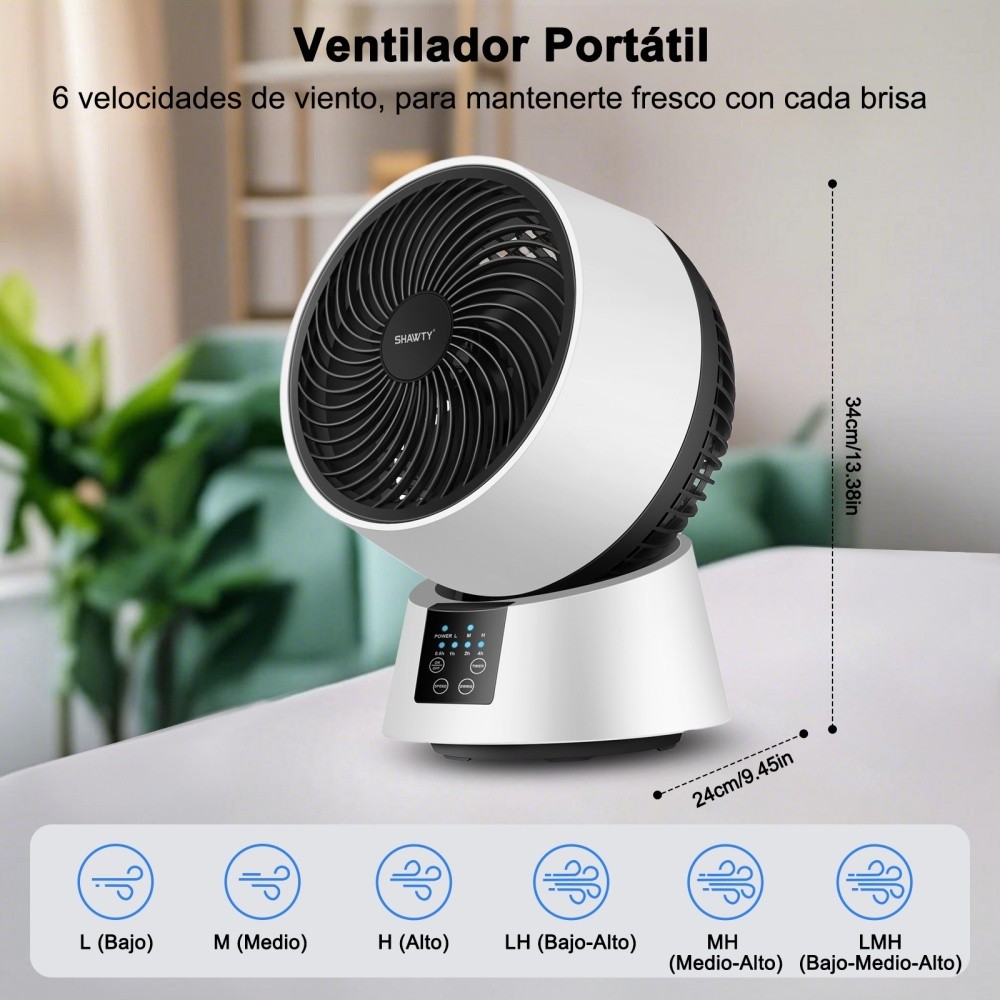 SHAWTY S0125 Air Circulator  Remote/touch, 6 speeds, 3D oscillation, 7.5h timer-quiet, efficient