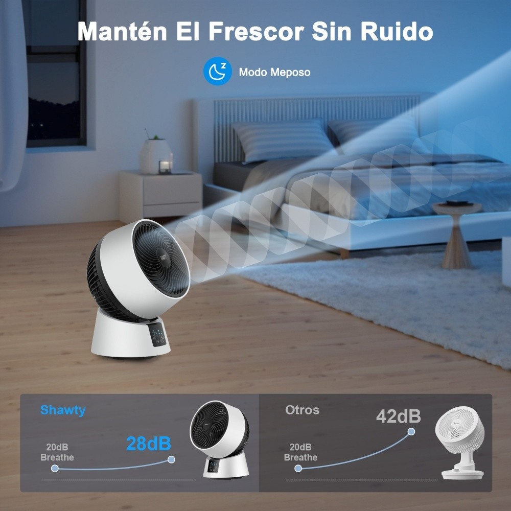 SHAWTY S0125 Air Circulator  Remote/touch, 6 speeds, 3D oscillation, 7.5h timer-quiet, efficient