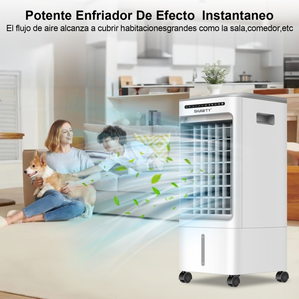 SHAWTY S0124 3-in-1 Evaporative Air Cooler-Portable AC Fan, 5L Water Tank, 3 Speeds & Remote Control