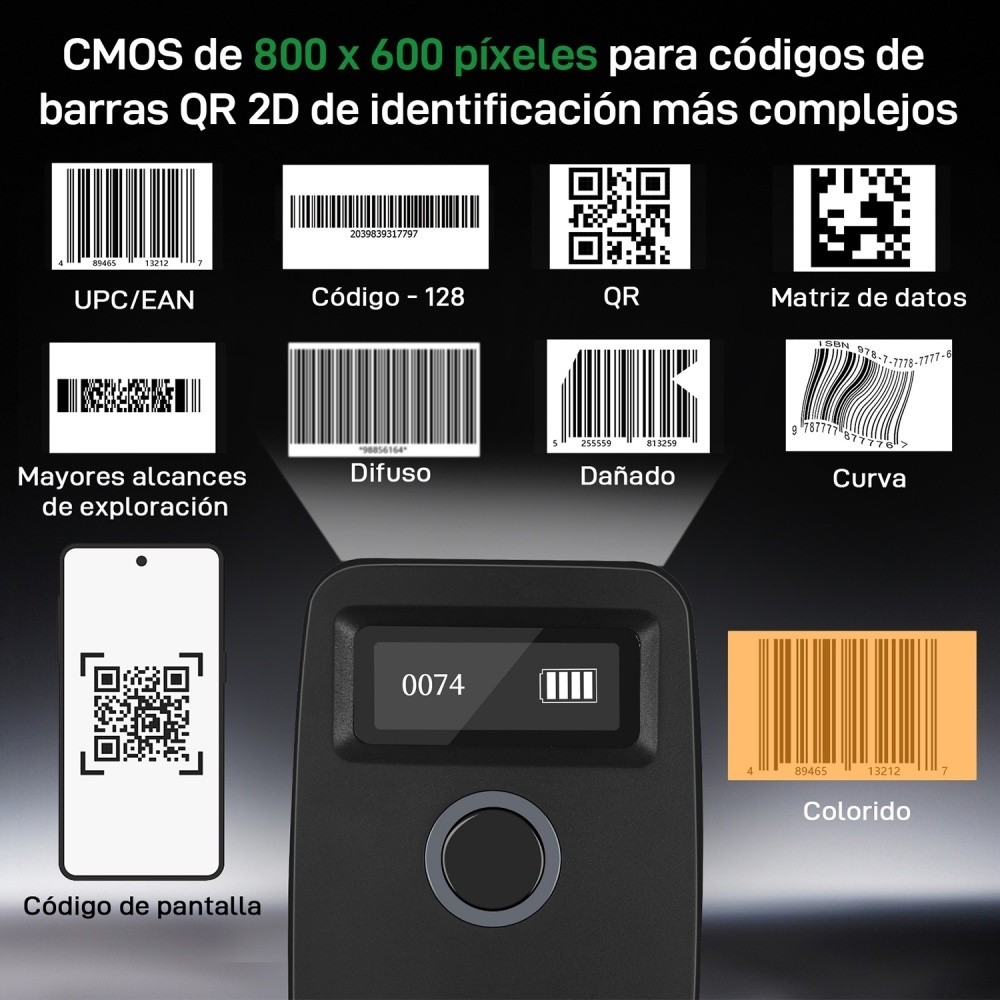 SHAWTY S0121 1D/2D/QR Wireless  Bluetooth Barcode Scanner - 2.4GHz+USB, Win/Mac/Phone/PC Compatible 