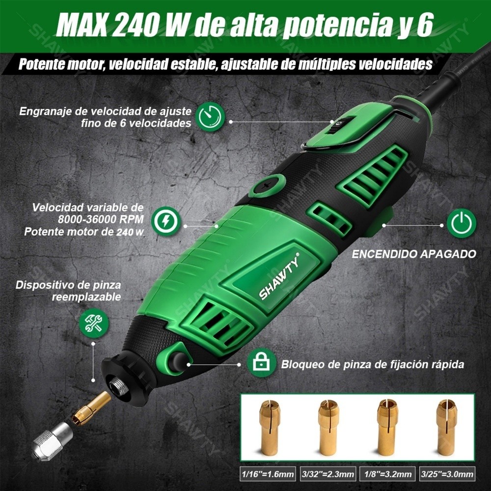 SHAWTY S0002 240W Mini Electric Mototool Drill-6 Speeds, 150 Accessories, DIY/Jewellery/Metal Crafts