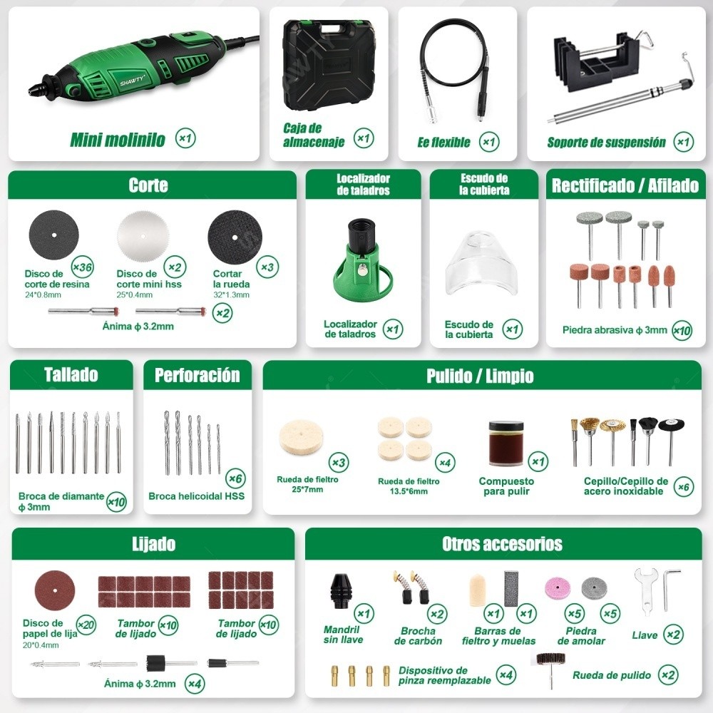 SHAWTY S0002 240W Mini Electric Mototool Drill-6 Speeds, 150 Accessories, DIY/Jewellery/Metal Crafts