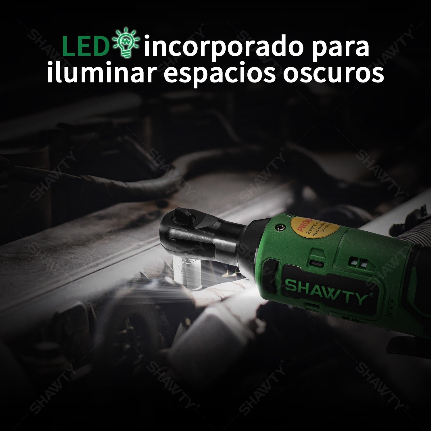 SHAWTY S0005 3/8" Cordless Impact Wrench - 46N.m,2×2Ah Batteries,7 Sockets, Stepless Speed,Carry Bag