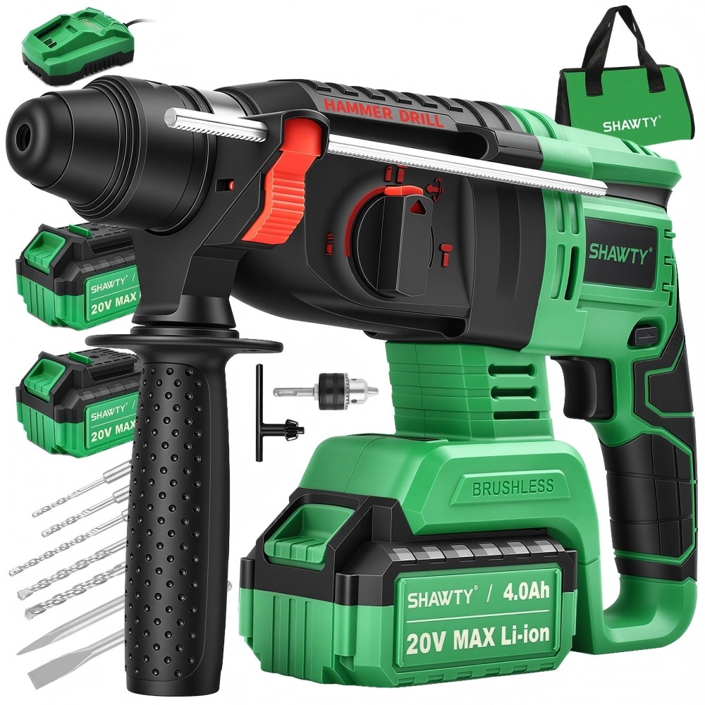 SHAWTY S0011B Rotary Hammer Demolition Hammers 1600W 18V  2 Baterías de 4.0 Ah Rotary Hammer