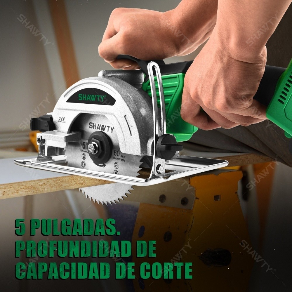 SHAWTY S0013 Cordless Circular Saw - 2×4.0Ah Batteries, Adjustable 90°-45°, Multi-Material Cut