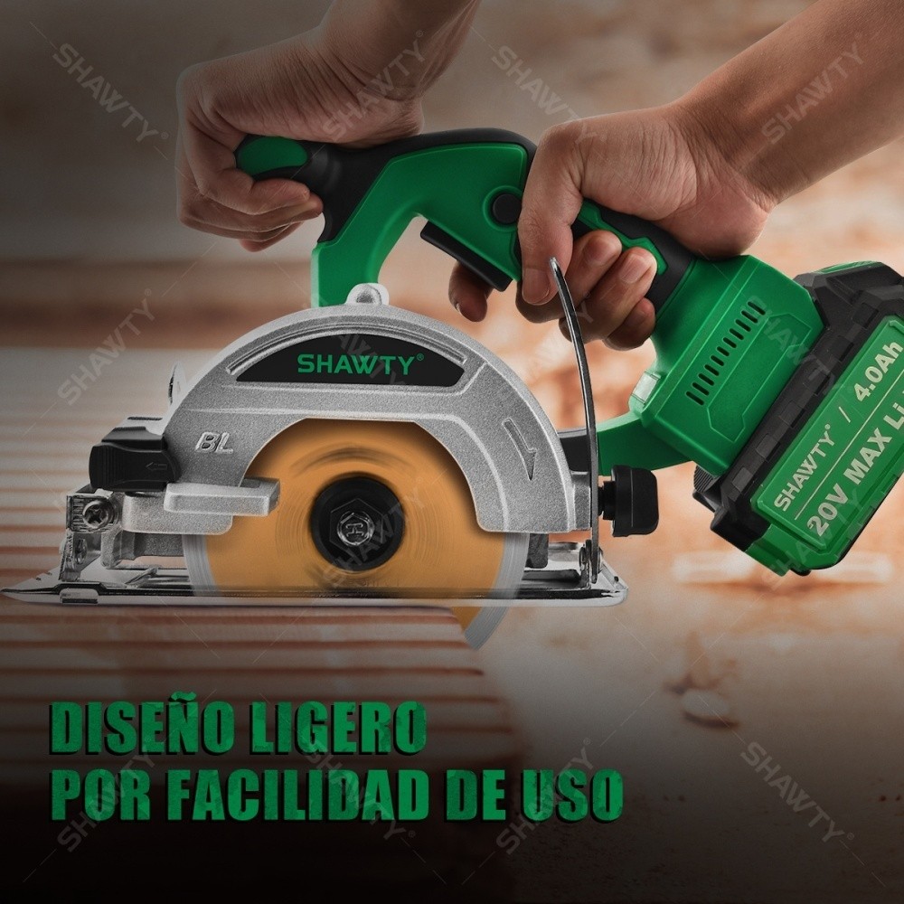 SHAWTY S0013 Cordless Circular Saw - 2×4.0Ah Batteries, Adjustable 90°-45°, Multi-Material Cut