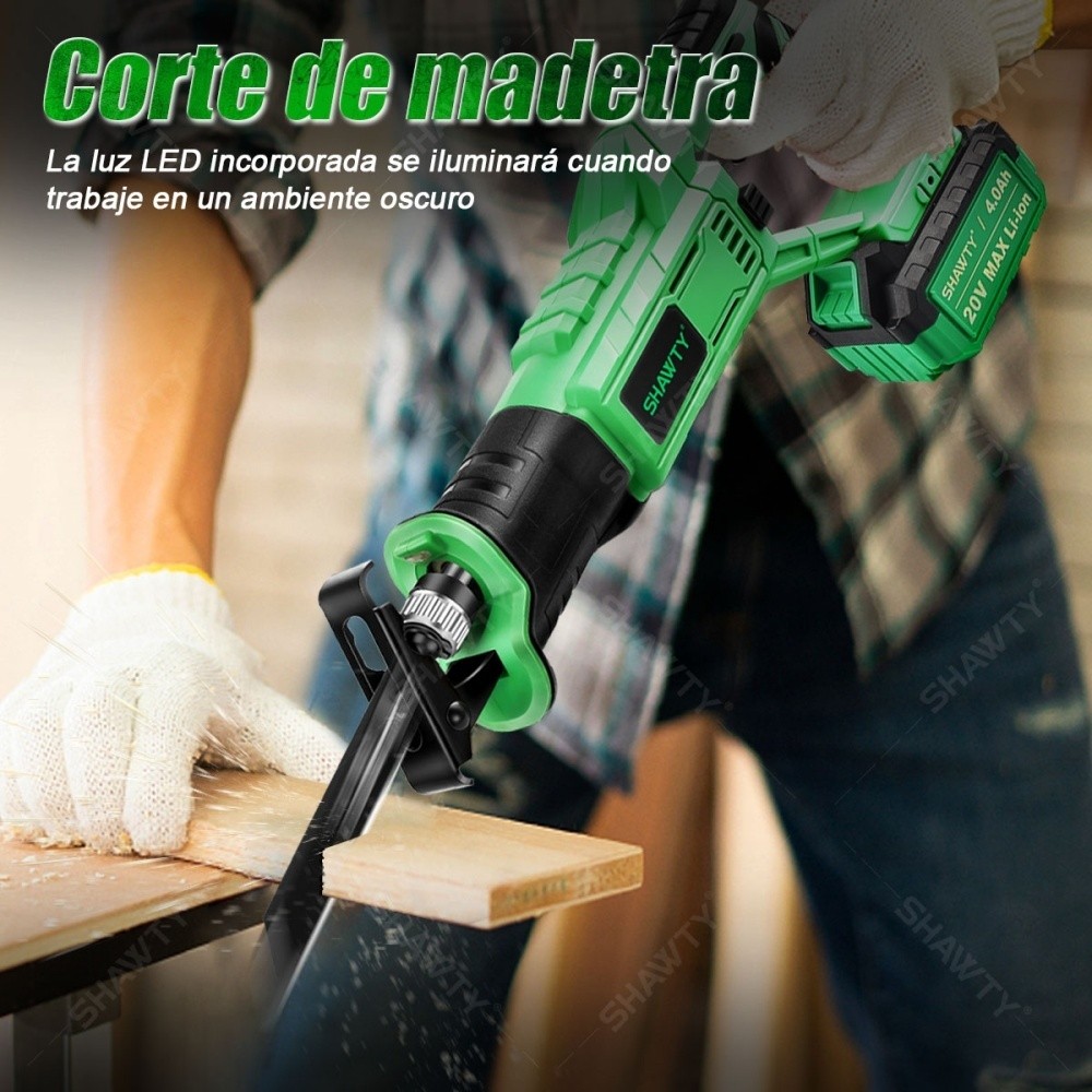 SHAWTY S0015 Cordless Reciprocating Saw Kit - 2700 RPM, 4000mAh, 8 Blades, Multi-Material