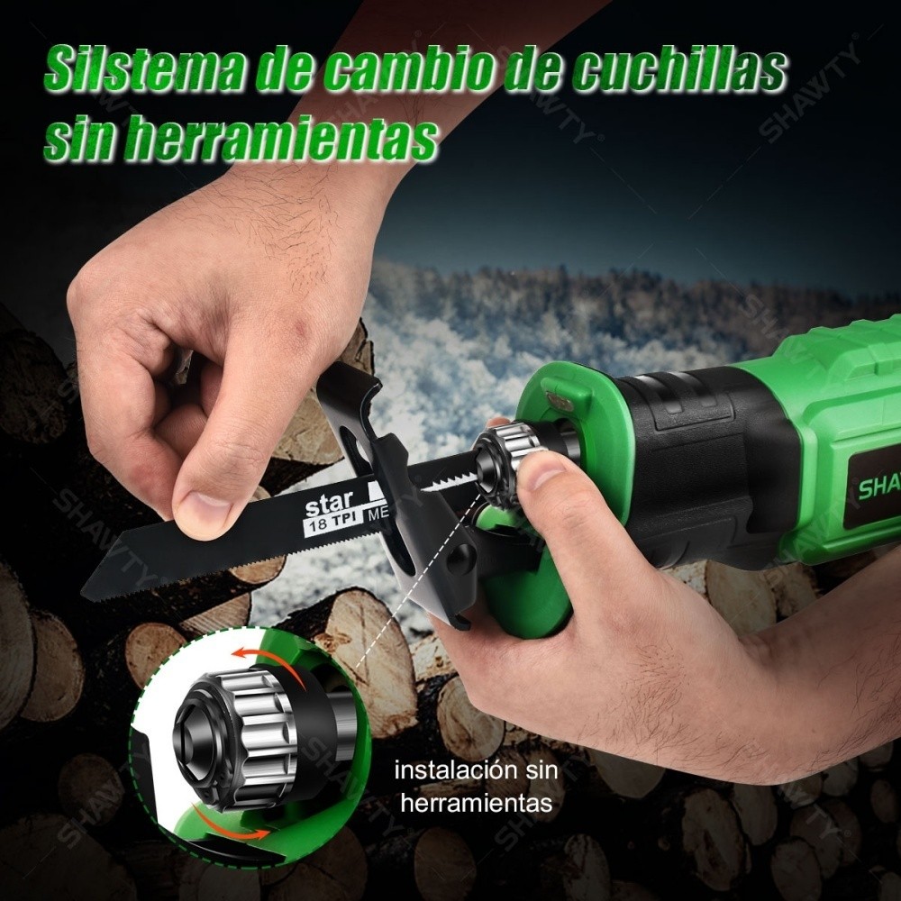 SHAWTY S0015 Cordless Reciprocating Saw Kit - 2700 RPM, 4000mAh, 8 Blades, Multi-Material