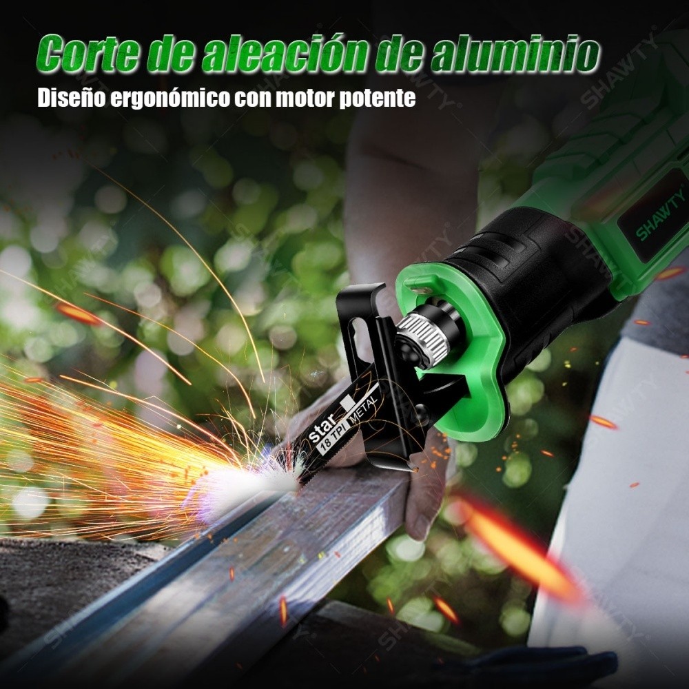 SHAWTY S0015 Cordless Reciprocating Saw Kit - 2700 RPM, 4000mAh, 8 Blades, Multi-Material