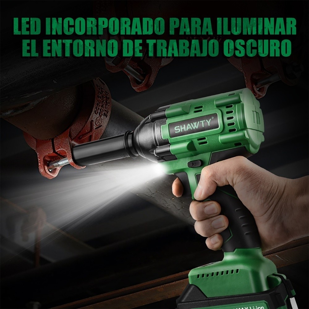 SHAWTY S0017A Cordless Impact Wrench Set - 1/2" Chuck, 520N.m, 2400RPM + 2 Batteries
